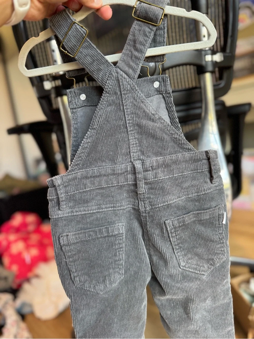 Gray Corduroy Overalls for Kids - Classic Suspender Pants